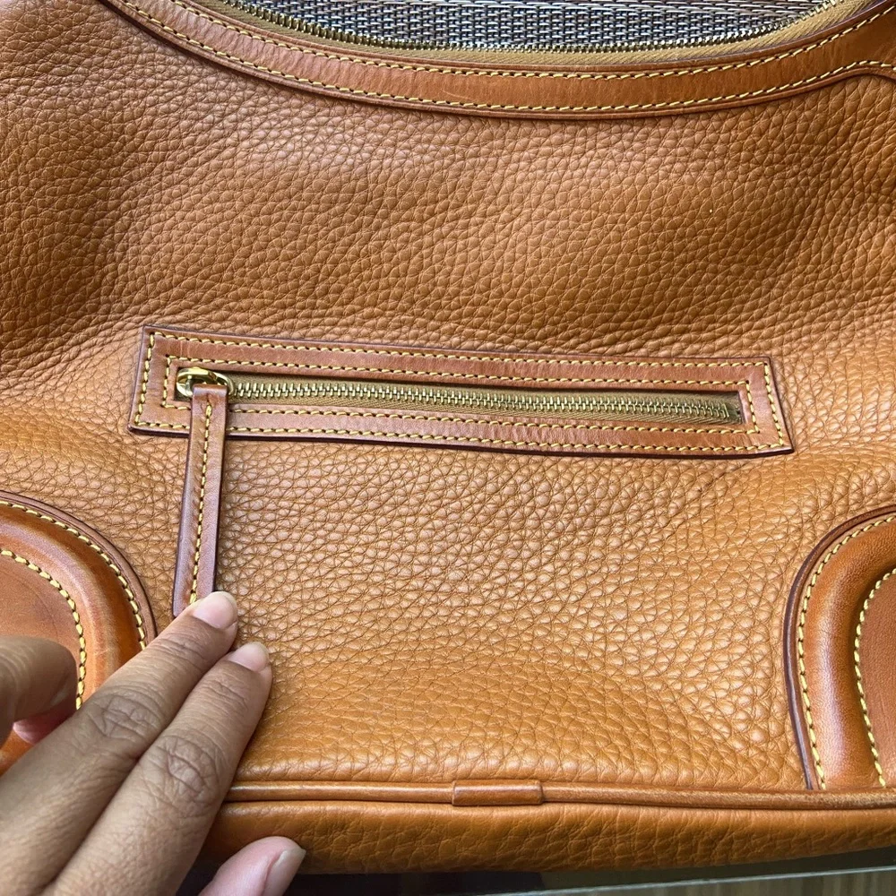 Vintage Dooney Bourke Brown Pebble Grain Leather Buckle Strap Hobo Shoulder Bag - Picture 9 of 14